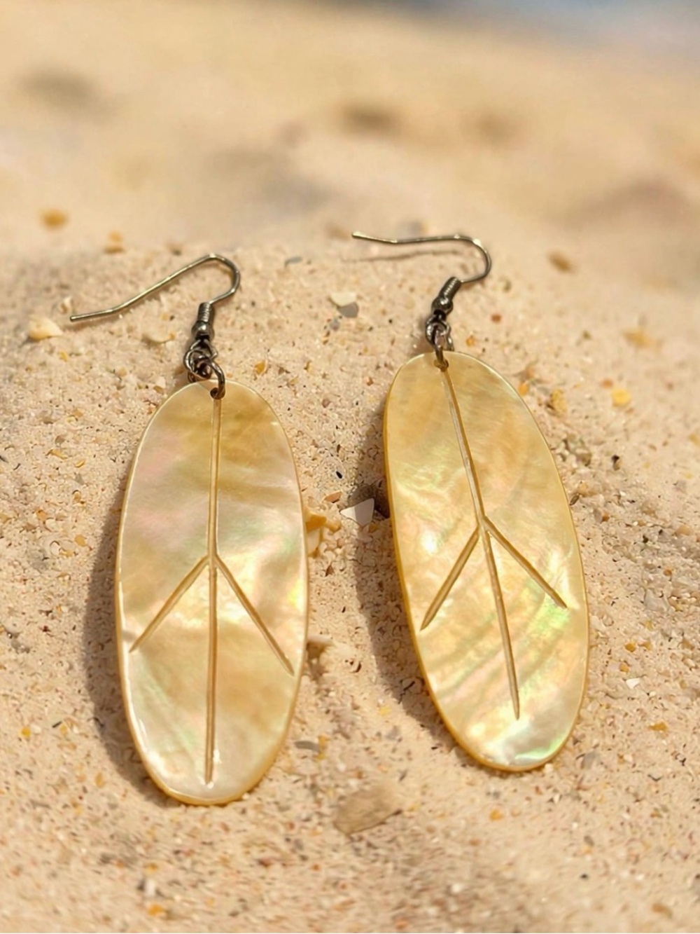 Mother of Pearl Shell Leaf Earrings